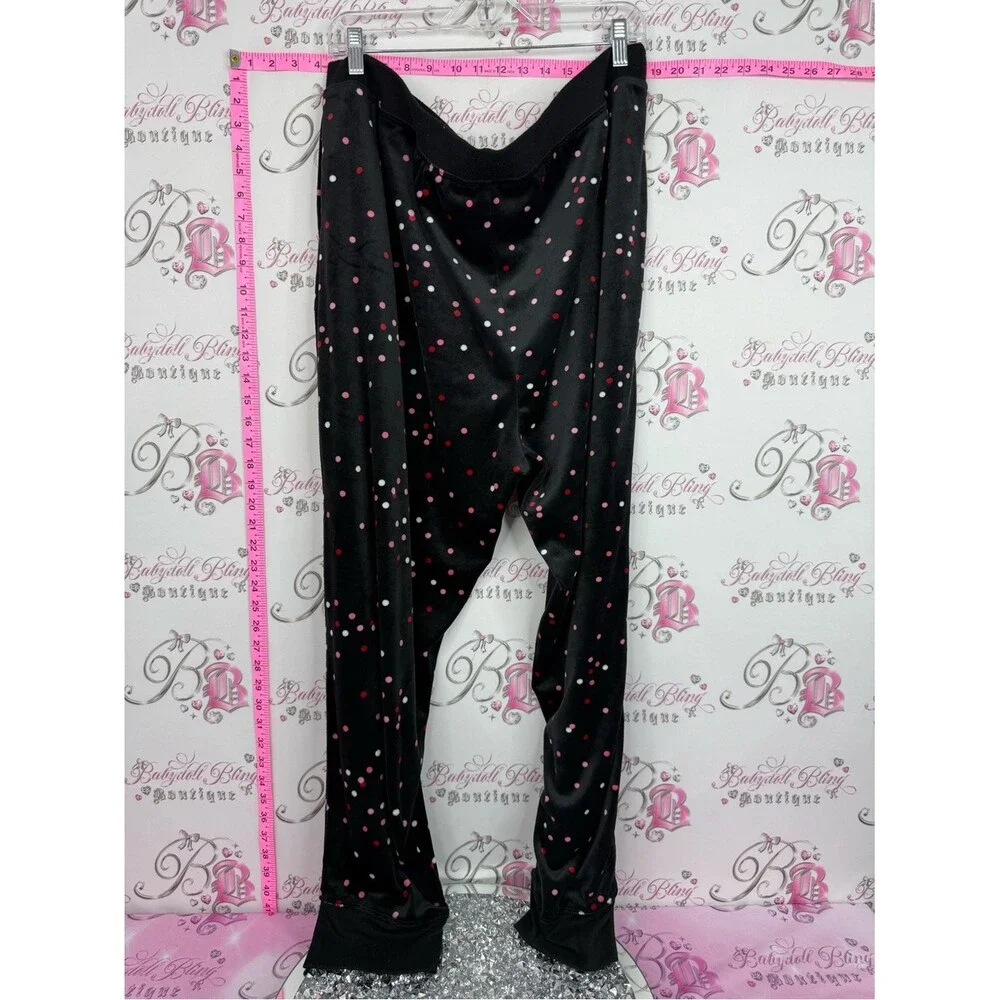 kate spade pants fleece Black Leggings with Pink and White Polka Dots